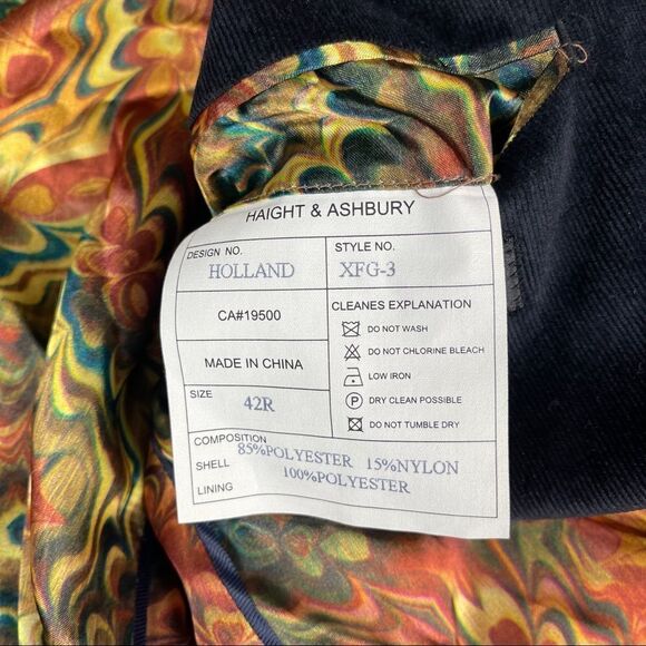 Haight & Ashbury Holland Blazer Sport Coat Corduroy Navy Pyschedelic Men's 42R - Picture 7 of 11